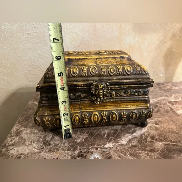 Vintage Fluer Dis Lis Metal Tray with Handles and trinket box - Picture 5 of 8